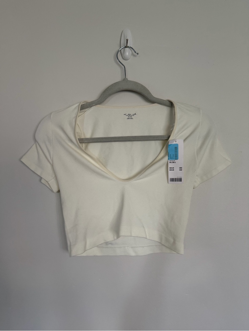 Out From Under Urban Outfitters Cream Ribbed Crop Top Size M/L NWT